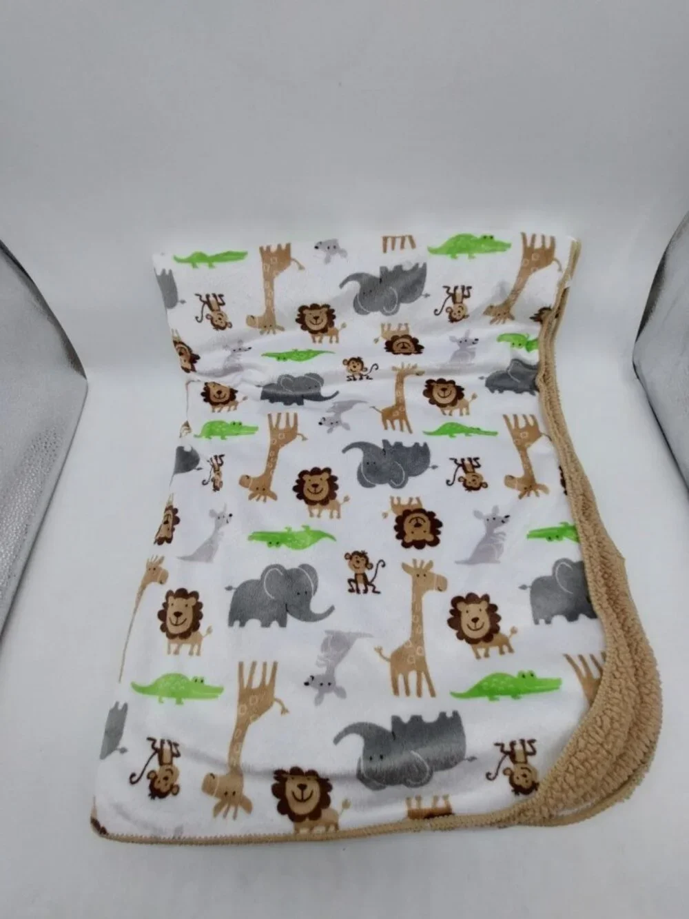 Carters Just One You Baby Blanket Brown White Lions Zebras 30x39 J4295